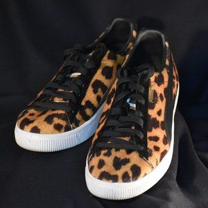 Puma CLYDE Suits Faux Fur Cheetah Leopard Black